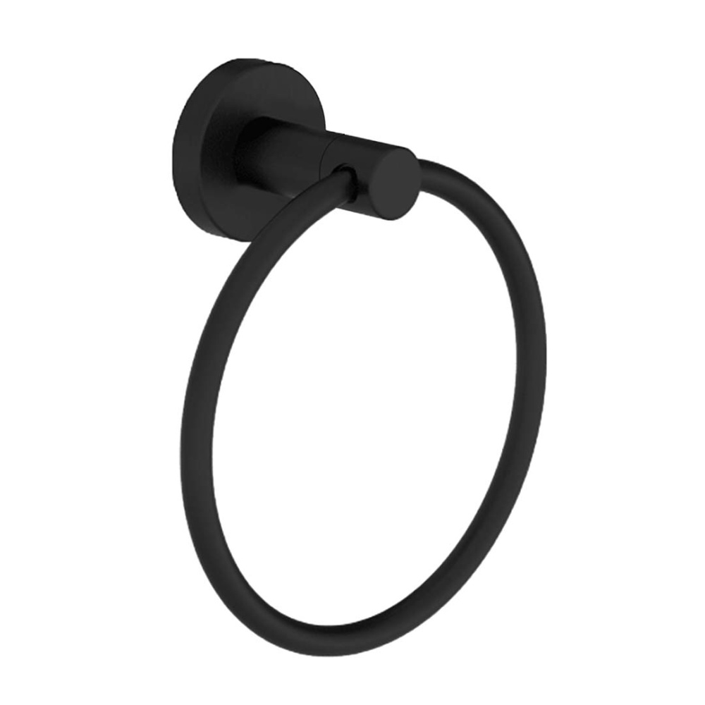 Modern Round Towel Ring - Matte Black