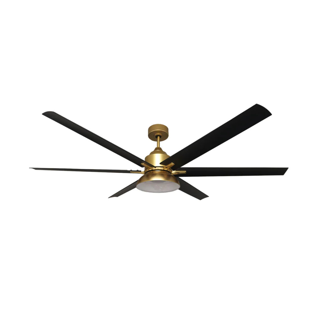 6-Blade 72" Weathered Gold Fan MB Blades Damp 18W LED 3K