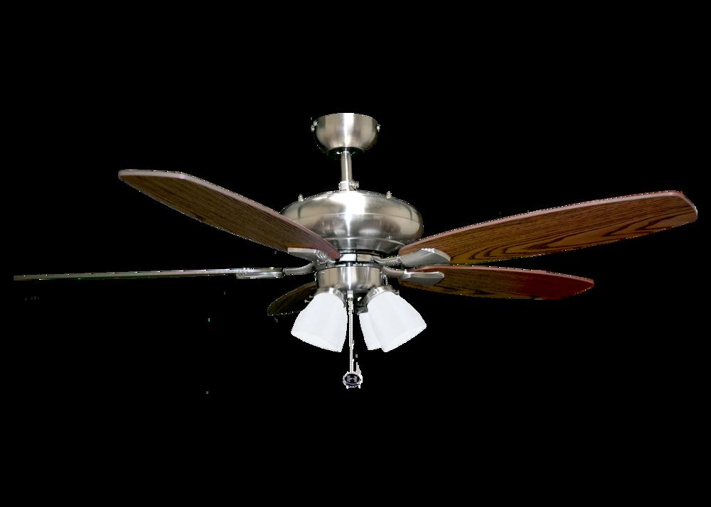 52" 5-Blade UFO Fan NK Silver/Walnut Blades 4-Light Clear Glass LED Kit
