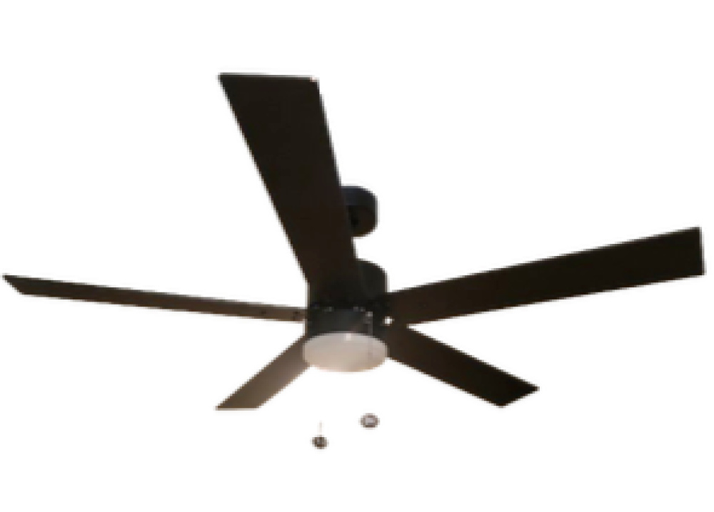 5-Blade 54" MB Modern Damp Location Fan Matte Black Blades Pull Chain 3K, 4K, 5K