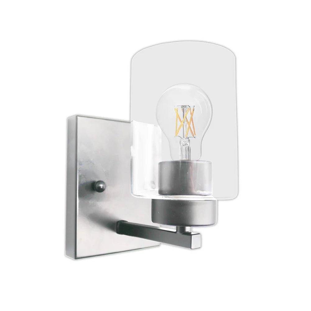 1-Light Clear Glass Sconce - MB w CG Socket Rings
