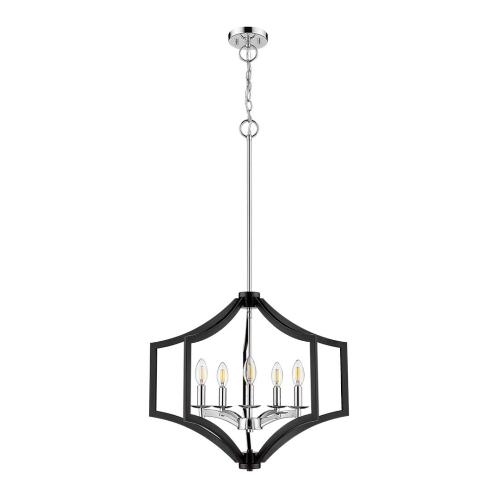 Vivio Maya 5-Light Chandelier - MB with CH Accents