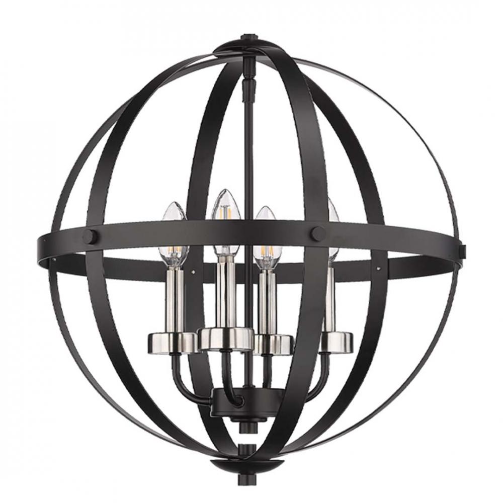 Aura 18" 4-Light Strap Steel Sphere - MB with MB,CG, and NK Candle Covers