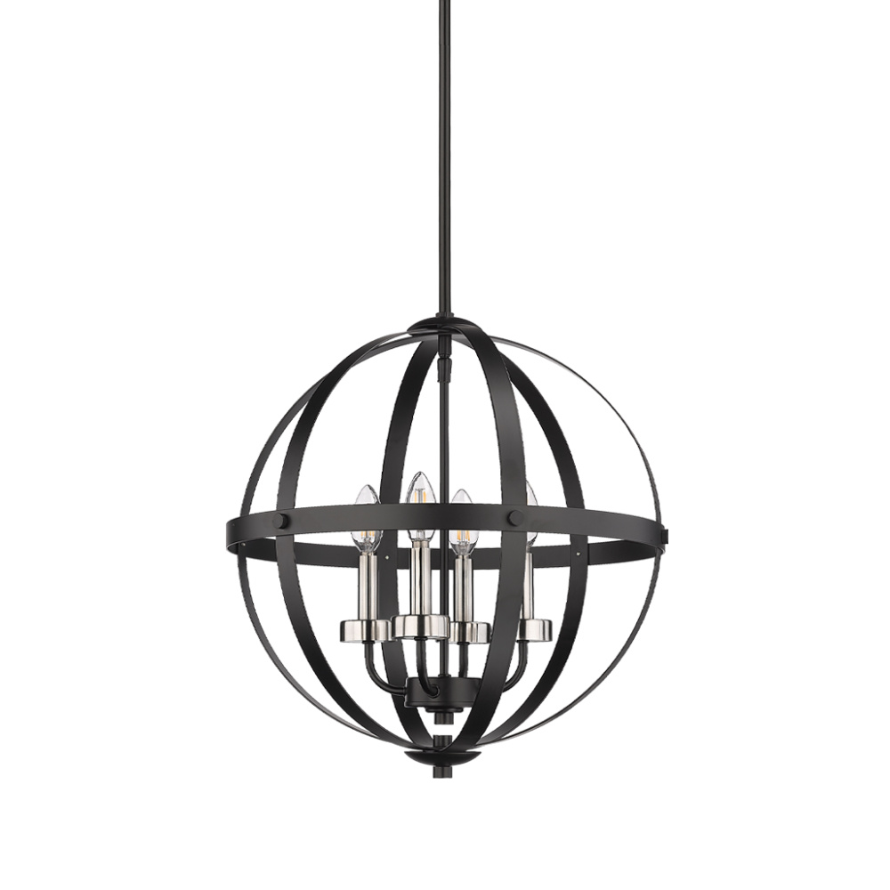 Aura 12" 3-Light Strap Steel Sphere - MB with MB,CG, and NK Candle Covers