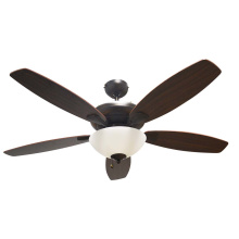 HOMEnhancements 18917 - 52" 5-Blade UFO Fan RB Oak/Walnut Blades 2-Light Bowl White Glass LED Kit