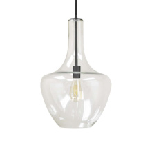 HOMEnhancements 19509 - 14" Clear Glass Beehive Pendant - MB- Black Braided Cord