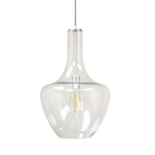 HOMEnhancements 19512 - 14" Clear Glass Beehive Pendant - NK - Silver Braided Cord