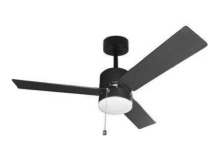 HOMEnhancements 21654 - 3-Blade 42" MB Modern Damp Location Fan Matte Black Blades Pull Chain 3K, 4K, 5K