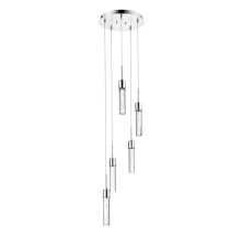 HOMEnhancements 70028 - Vivio Soffi 5-Light Illuminated Glass Cylinder Pendant - Chrome