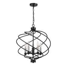 HOMEnhancements 70142 - Vivio Kaleesi 5-Light Candle Base Spiral Braid Cage Pendant - Matte Black/Brushed Nickel