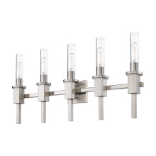 HOMEnhancements 70334 - Vivio Roma 5-Light Clear Tube Glass Vanity - NK T10 8.5W LED 4K Lamps Included