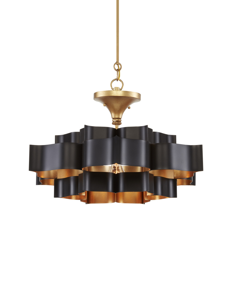 Grand Lotus Small Black Chandelier