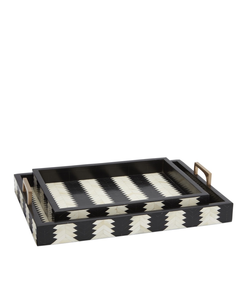 Arrow Black & White Tray Set of 2