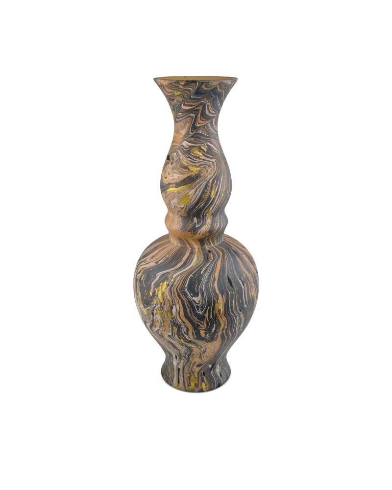 Brown Marbleized Double Gourd Vase