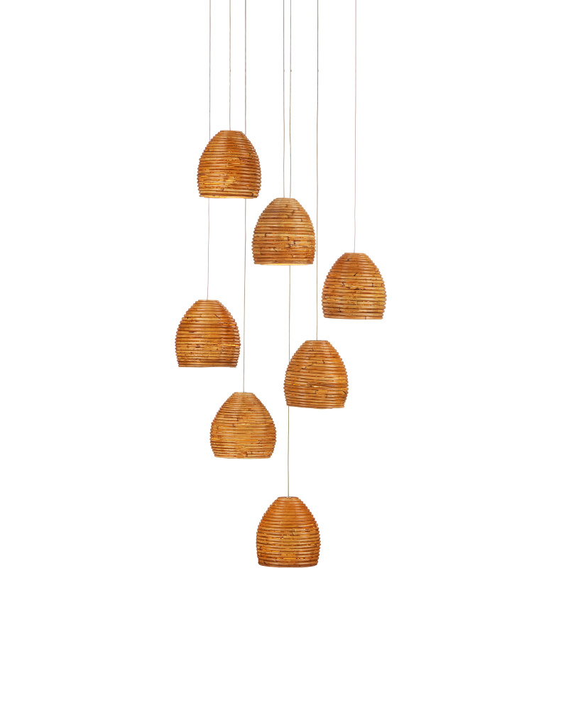 Beehive 7-Light Round Multi-Drop Pendant