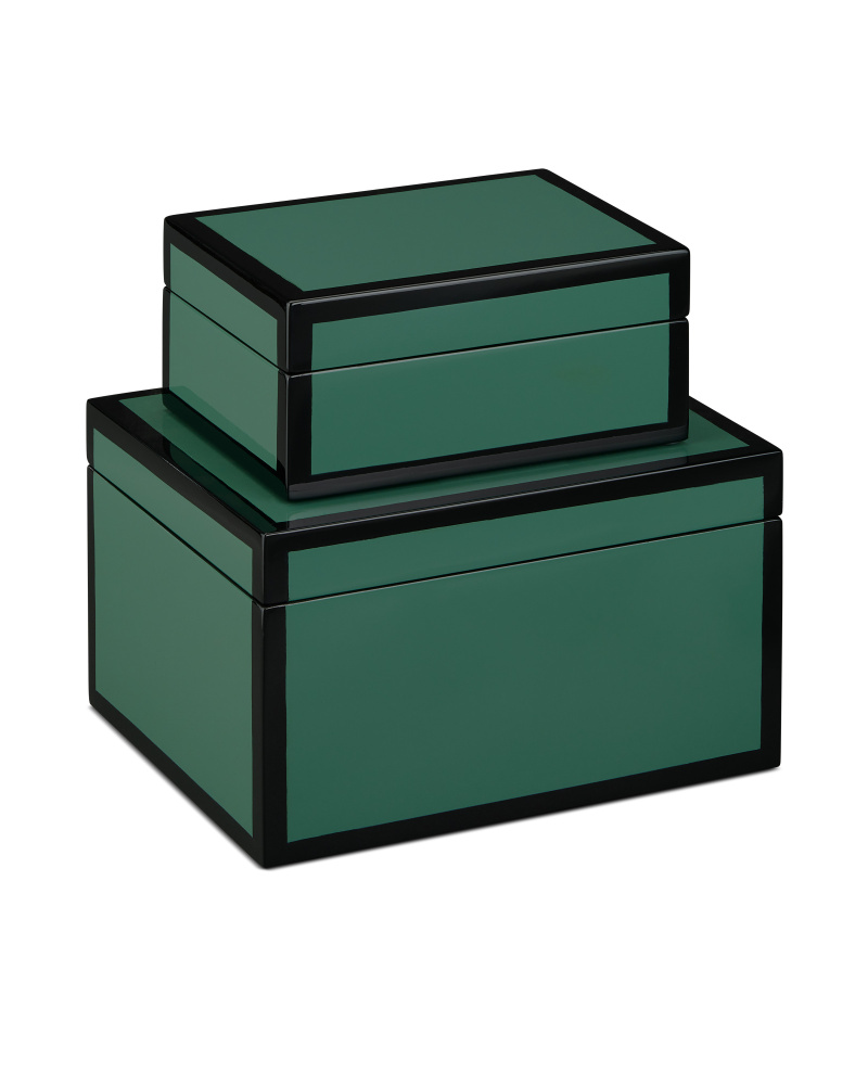 Green Lacquer Box Set of 2