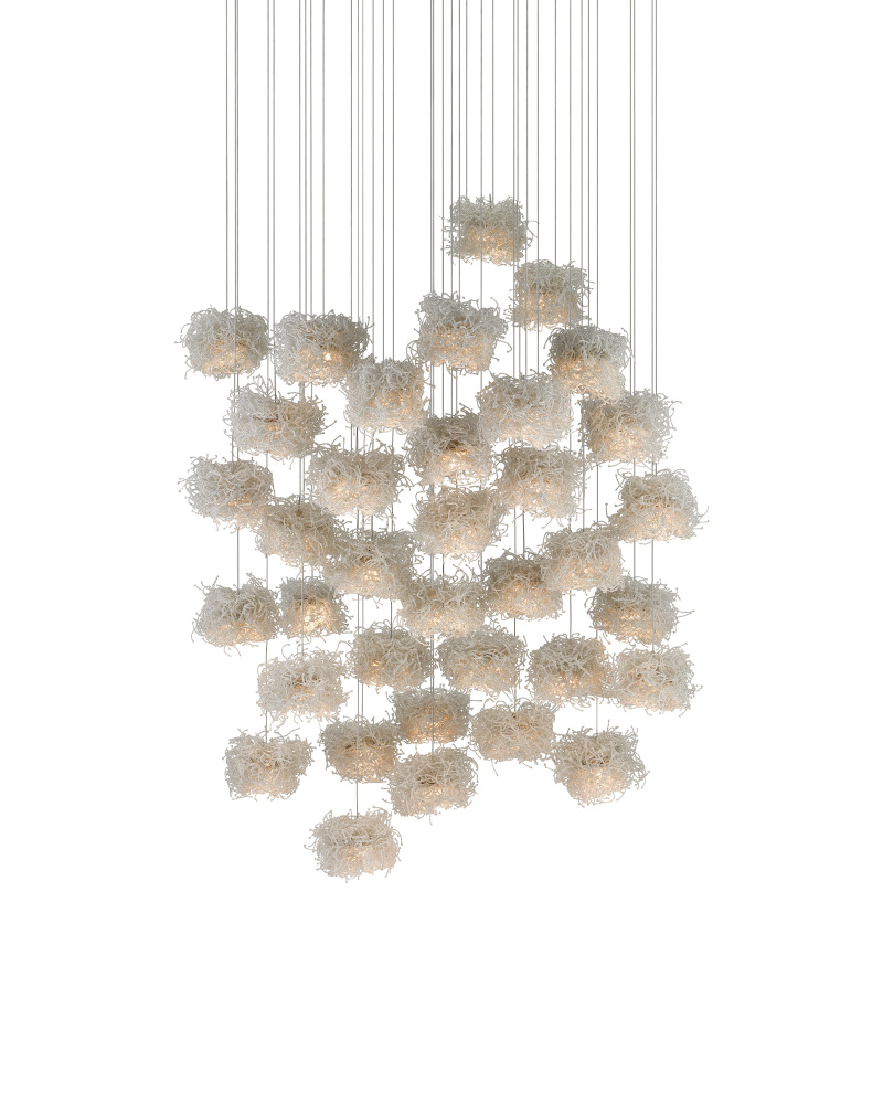 Birds Nest 36-Light Round Multi-Drop Pendant