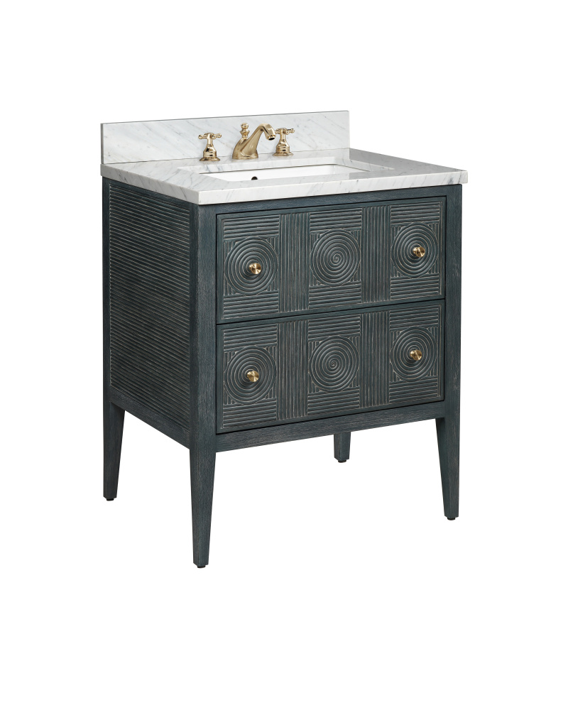 Santos 28" Vintage Navy Vanity with Rectangular Undermount Sink