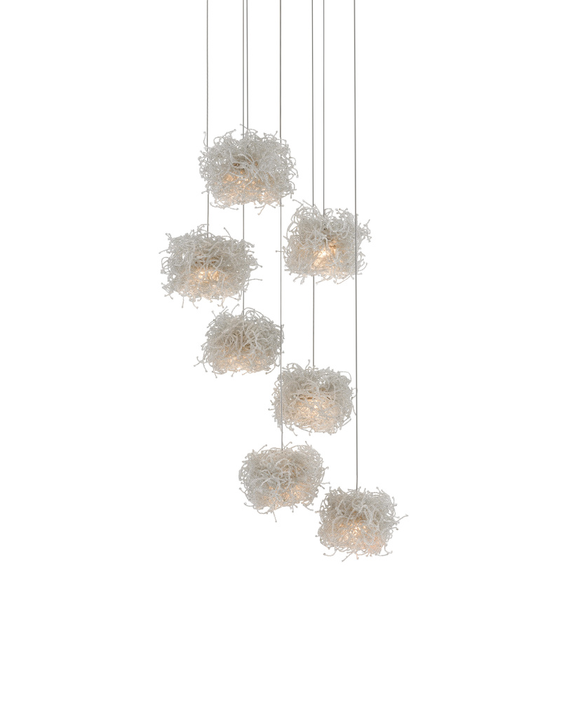 Birds Nest 7-Light Round Multi-Drop Pendant