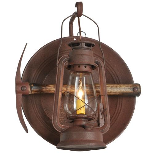 16" Wide Miners Lantern Left Wall Sconce
