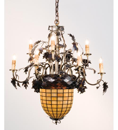 30" Wide Greenbriar Oak 9 Light Chandelier