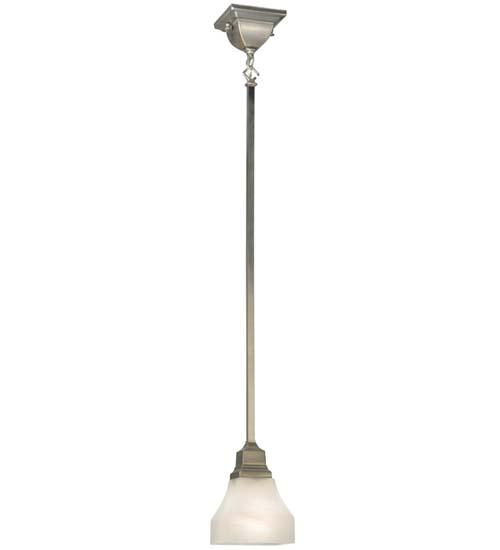 5" Square Bungalow White Alabaster Swirl 1 Light Mini Pendant