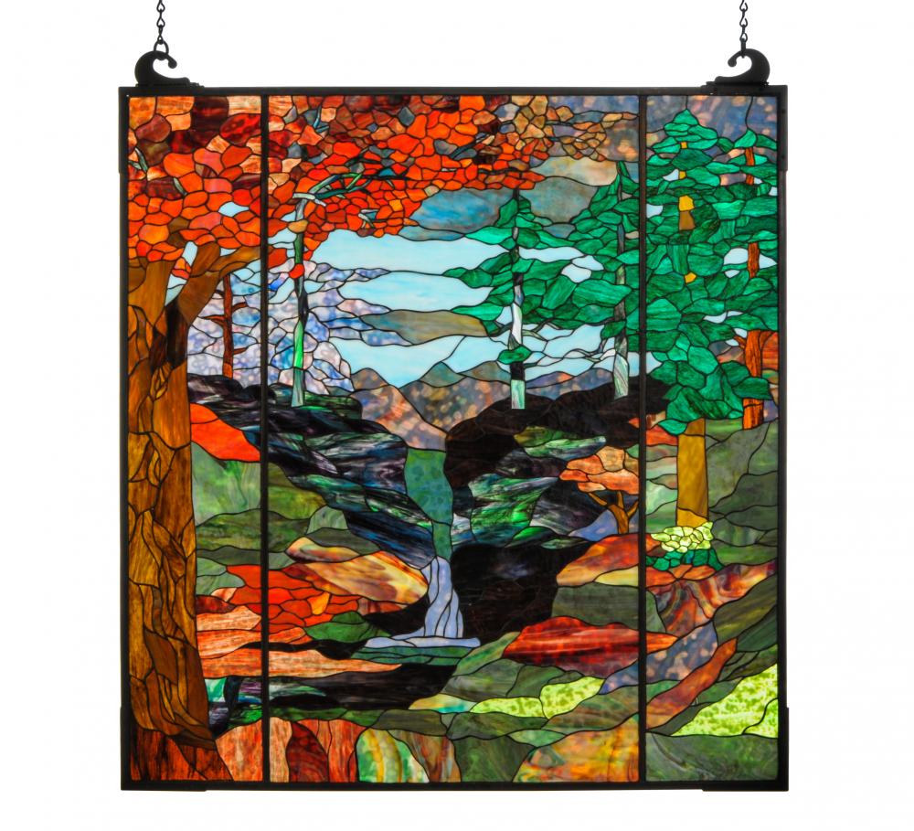 47"W X 76"H Tiffany River of Life Stained Glass Window