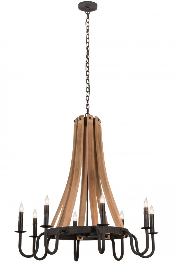 42"W Barrel Stave Madera 8 LT Chandelier