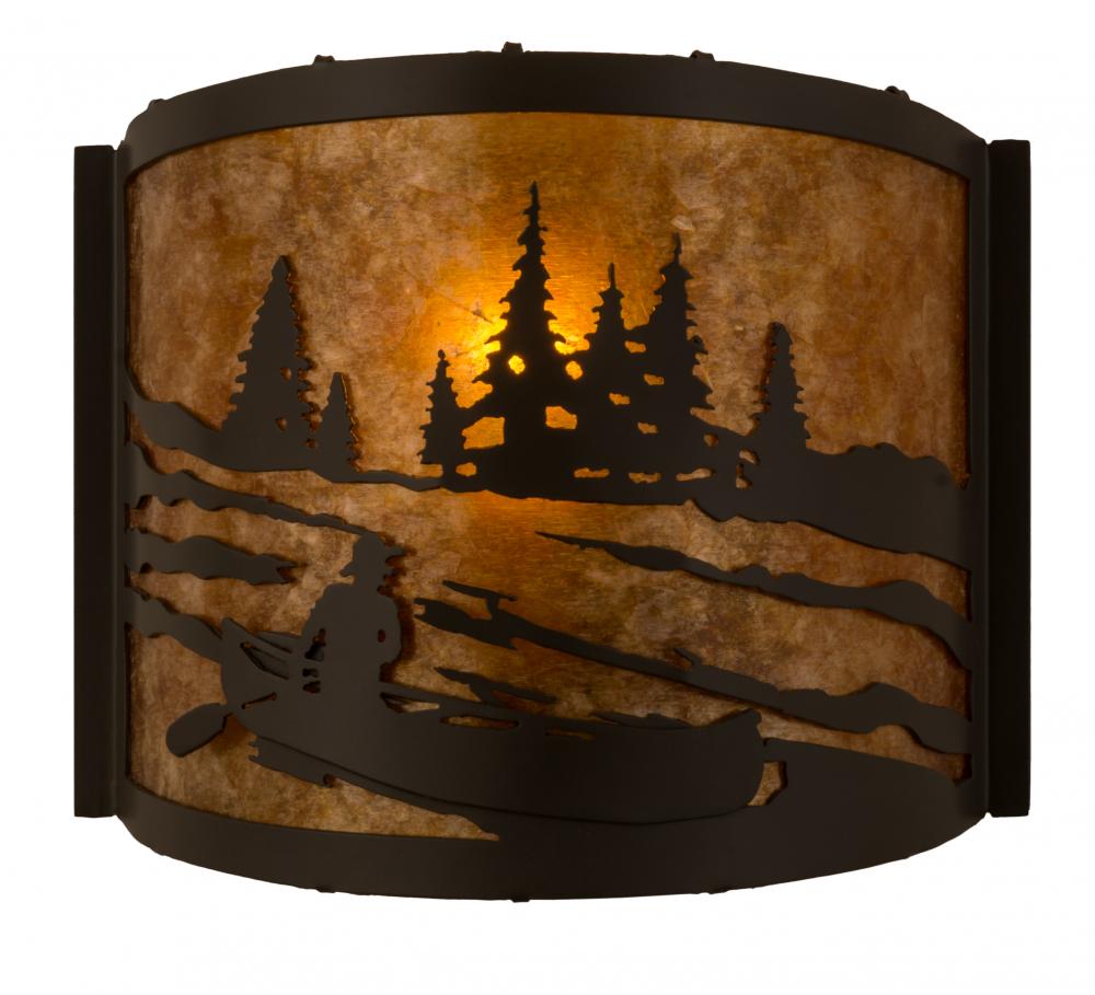 12" Wide Canoe At Lake Wall Sconce