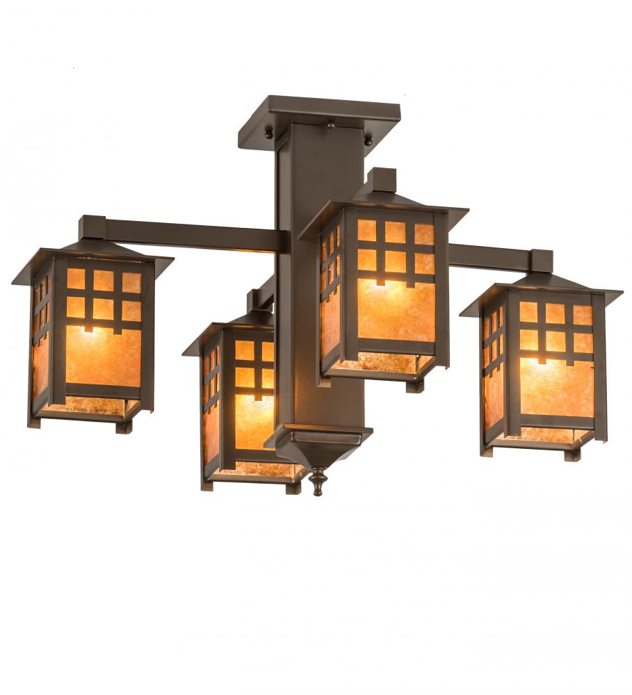 26"W Seneca Window Pane 4 LT Chandelier