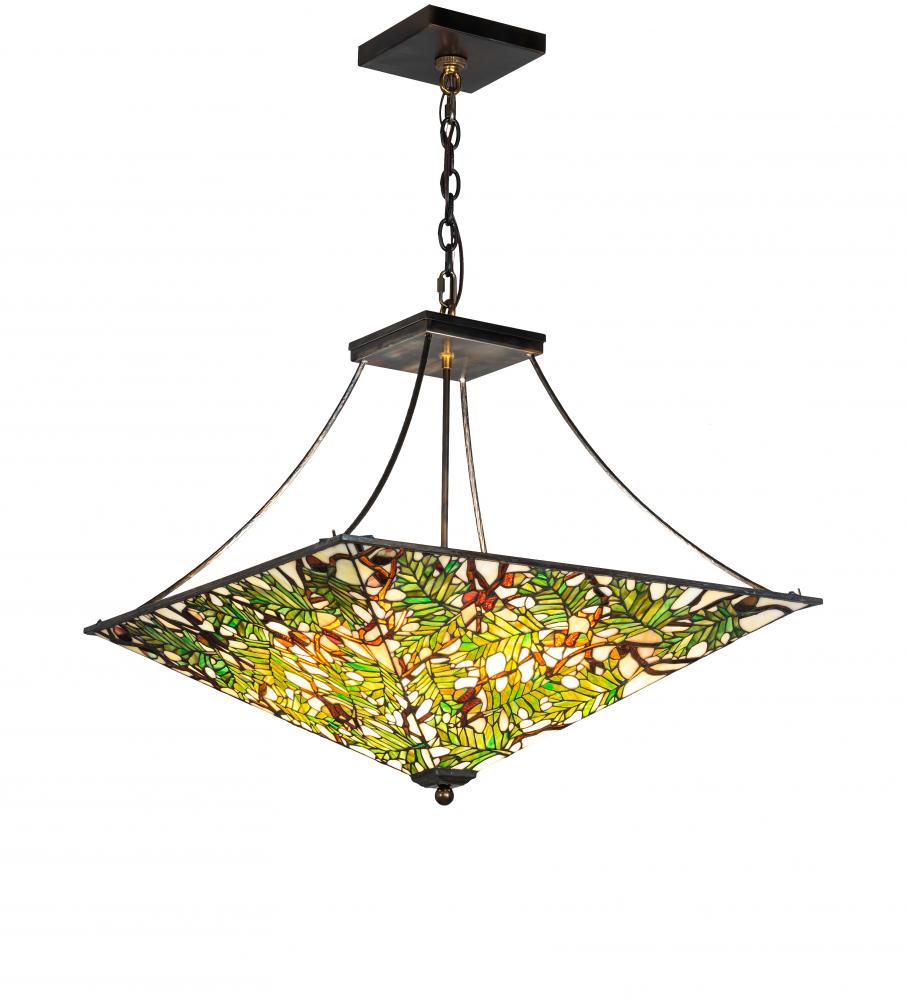 26" Square Acorn & Oak Leaf Inverted Pendant