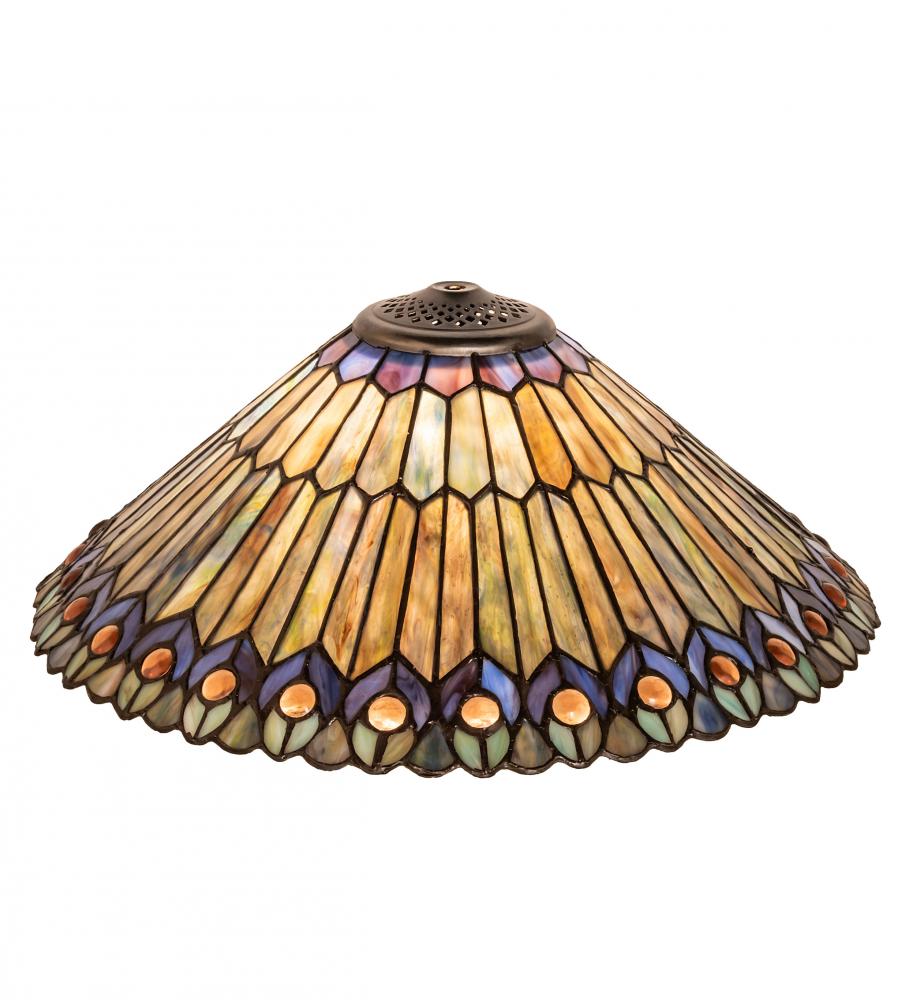 17" Wide Tiffany Jeweled Peacock Shade