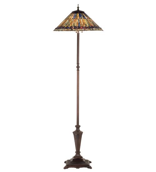64" High Tiffany Jeweled Peacock Floor Lamp
