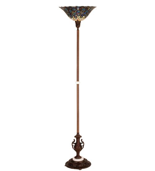 74" High Tiffany Peacock Feather Torchiere