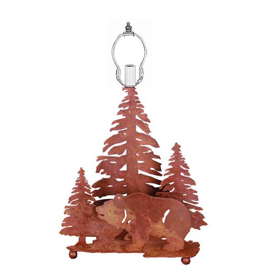 16" High Grizzly Bear Through the Trees Double Lit Table Base