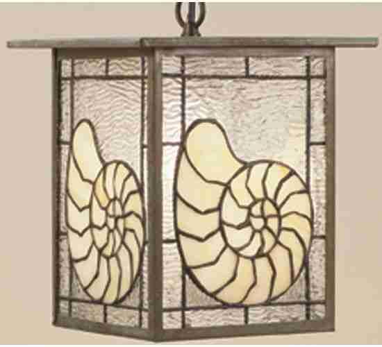 9" Square Nautilus Pendant