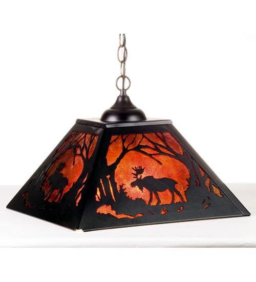 16" Square Moose at Dawn Pendant