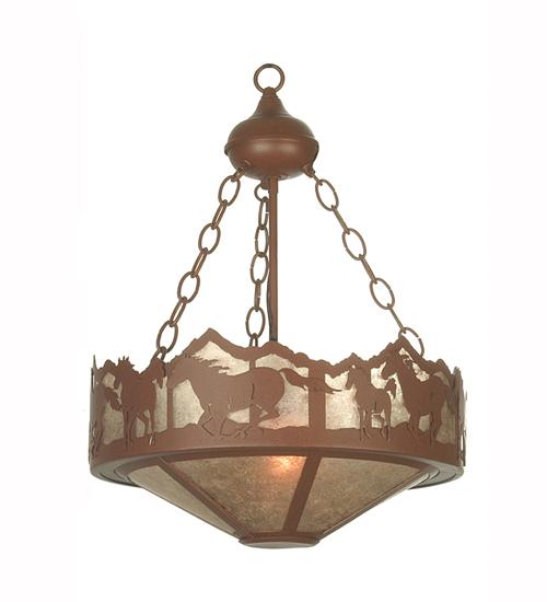 16" Wide Running Horses Inverted Pendant