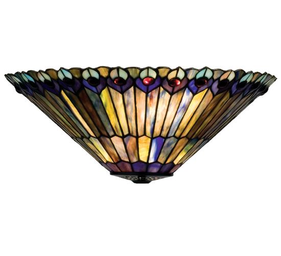 17" Wide Tiffany Jeweled Peacock Wall Sconce