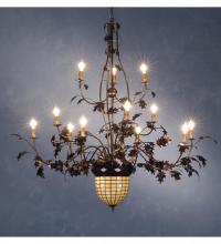 Meyda White 10009 - 60" Wide Greenbriar Oak 12 Arm Chandelier..