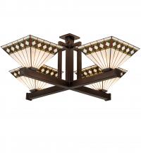 Meyda White 231845 - 47" Square Diamond Band Mission 4 Light Inverted Pendant