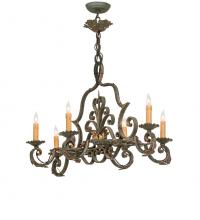 Meyda White 254930 - 36" Long Rosalie 6 Light Chandelier