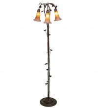 Meyda White 38635 - 58" High Amber/Purple Tiffany Pond Lily 3 Light Floor Lamp
