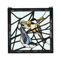 Meyda White 68387 - 18"W X 18"H Backyard Friends Stained Glass Window
