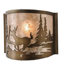 Meyda White 79898 - 11" Wide Deer at Lake Left Wall Sconce